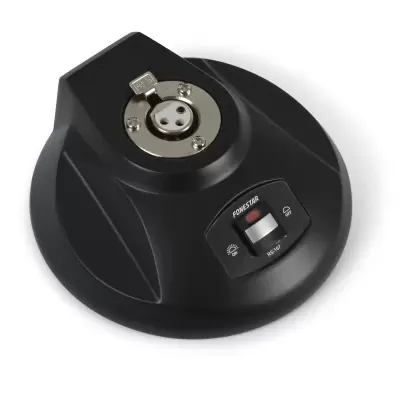 Base preta com conexão metálica e botão deslizante