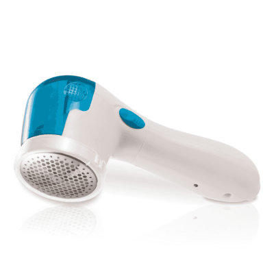 Removedor de pêlos de tecido plástico branco e azul