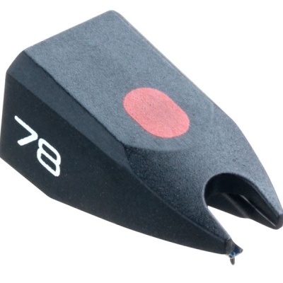 Agulha de gira-discos preta com ponto vermelho e número 78 branco