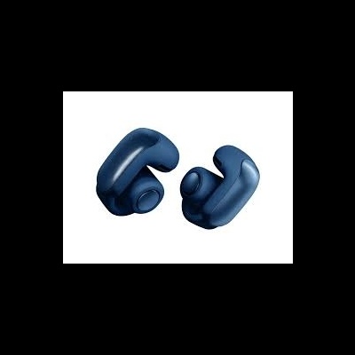 Auriculares inalámbricos azuis sobre fondo branco