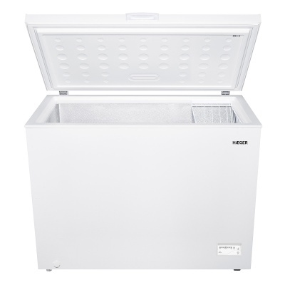 Congelador horizontal branco HAEGER com tampa aberta