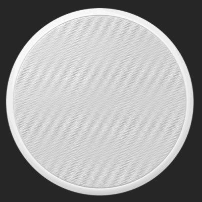 Coluna de teto redonda branca com grelha metálica.