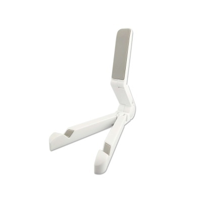 Suporte branco dobrável para dispositivos com almofadas cinzentas