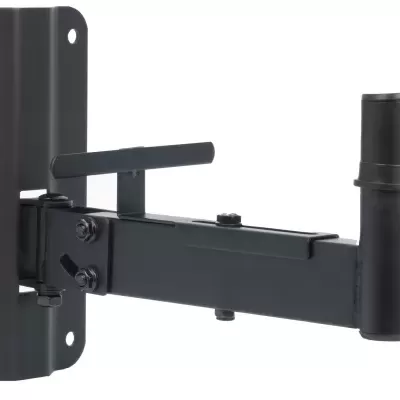 Suporte de parede para colunas preto em metal com base retangular e braço articulado