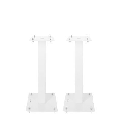 Par de suportes de altifalante brancos de metal com base quadrada