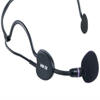 Microfone headset preto com espuma protetora e haste flexível