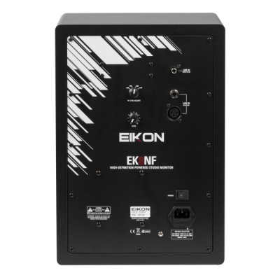 Monitor de estúdio preto EIKON EK NF com painéis traseiros e conexões