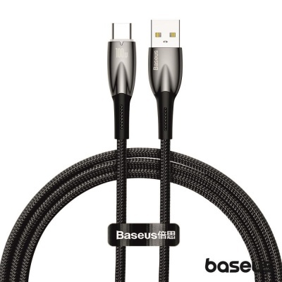 Cabo de carregamento USB para USB tipo C preto trançado Baseus 100W