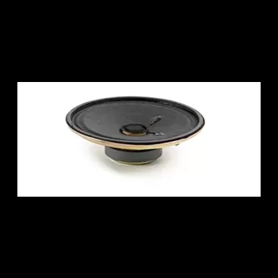 Altifalante redondo preto com aro dourado e cone central