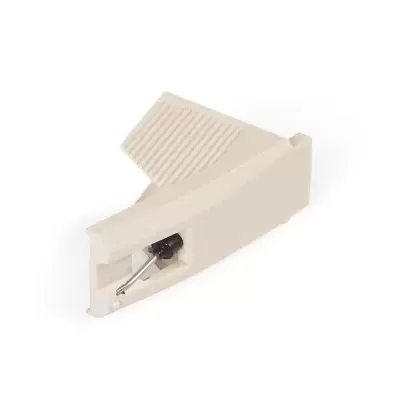 Agulha para gira-discos de plástico bege com ponta metálica preta