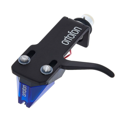 Cápsula de gira-discos Ortofon preta com detalhes azul