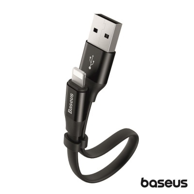 Cabo de carregamento Baseus preto com conector USB tipo A e conector Lightning