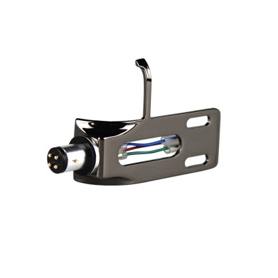 Suporte para braço de gira-discos em metal cromado com conector de 4 pinos e fios coloridos