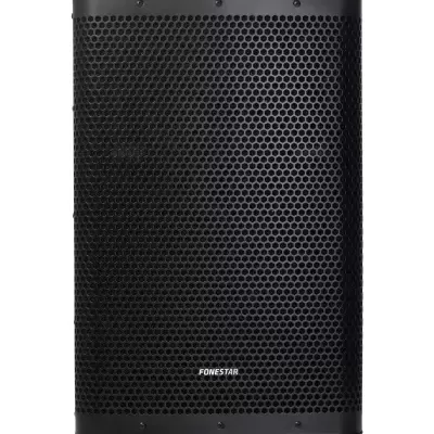 Coluna de som preta da marca FONESTAR com grelha frontal em padrão de favo de mel