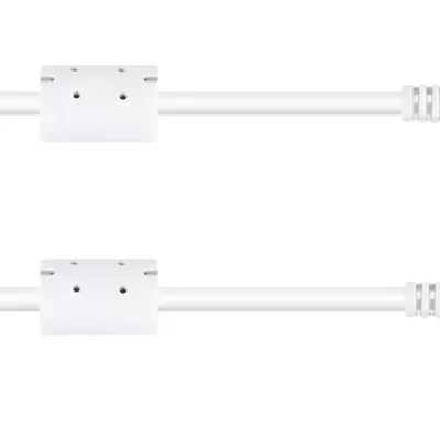 Cabo coaxial branco com conectores em ângulo de 90 graus