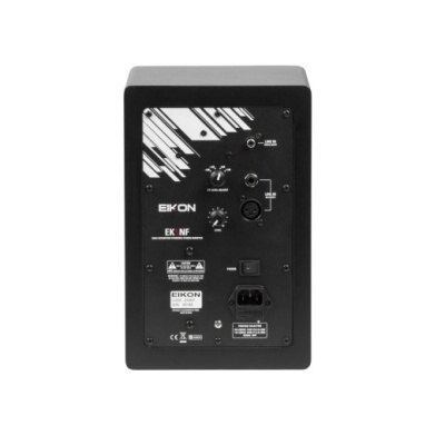 Painel traseiro preto do monitor de áudio EIKON com controlos e conectores