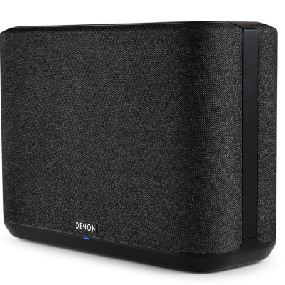 Coluna de som wireless preta DENON com acabamento em tecido