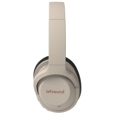 Headphones beige com marca artsound na lateral