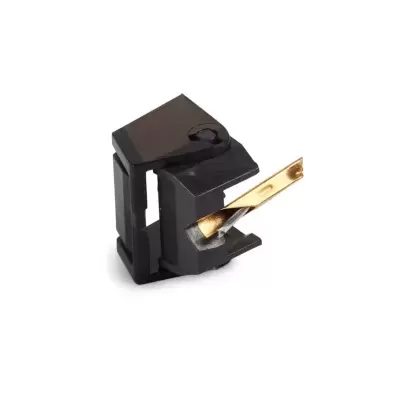 Cartucho de gira-discos com agulha dourada em fundo branco