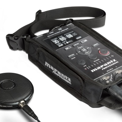 Gravador Marantz PMD 661 com estojo preto e altifalante redondo