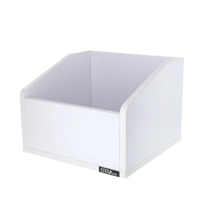 Caixa organizadora branca simples em plástico com etiqueta preta