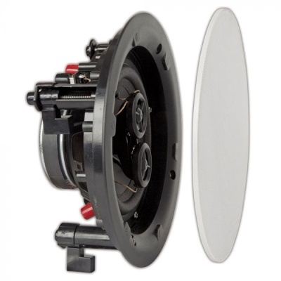 Coluna de som redonda para embutir com tampa branca ao lado