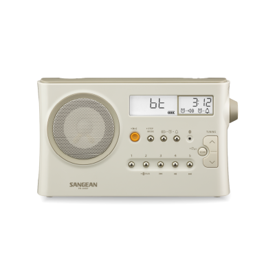 Rádio portátil bege SANGEAN com ecrã digital e vários botões