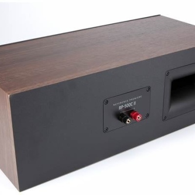 Coluna acústica retangular em madeira castanha e preto com conectores