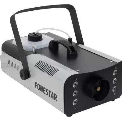 Máquina de fumo FONESTAR cinza e preta com LEDs frontais.