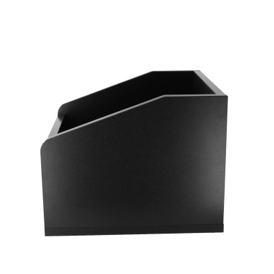 Organizador de mesa preto em material plástico com design angular