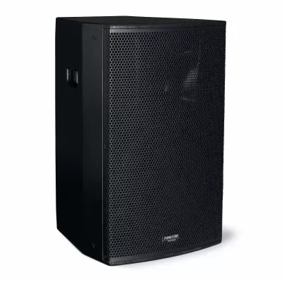 Coluna de som preta POWERSTAGE com grelha metálica hexagonal e caixa retangular