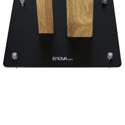 Suporte ENOVA HIFI com base preta e detalhes em madeira