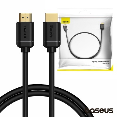 Cabo Baseus HDMI preto com conector USB-C e embalagem