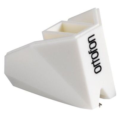 Agulha de gira-discos branca com texto ortofon