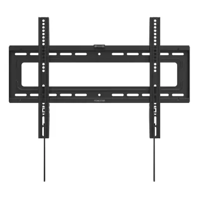 Suporte de parede para TV em metal preto com tiras ajustáveis e cordões