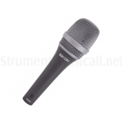 Microfone preto EIKON com grelha metálica prateada