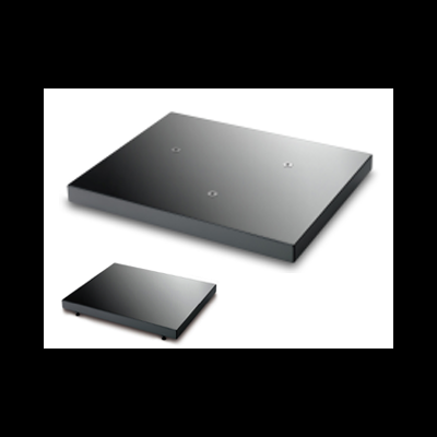 Bases retangulares pretas brilhantes sobre fundo branco.