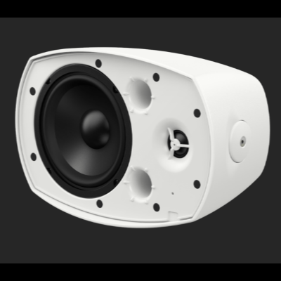 Coluna de som exterior branca com altifalante e tweeter