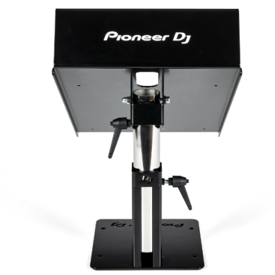 Suporte metálico preto para equipamento DJ com marca Pioneer DJ