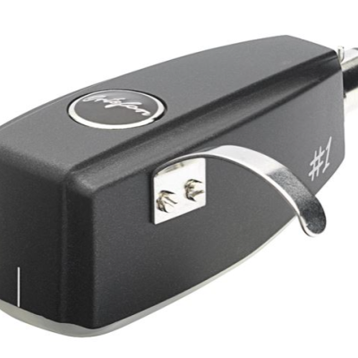 agulha preta para gira-discos com detalhes metálicos e texto #1