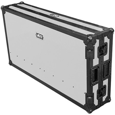 Estojo rígido retangular preto e branco com marca UDG