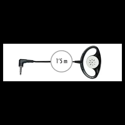 Microfone com cabo preto e conector jack de 3,5 mm com texto 1'5 m