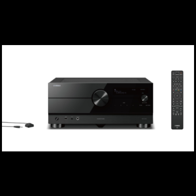 Receptor áudio preto Yamaha com comando remoto