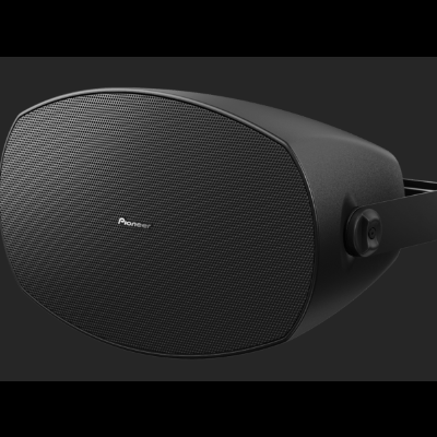 Coluna de som preta Pioneer com grelha texturada oval