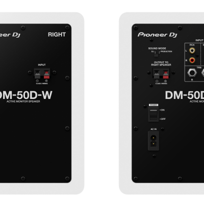 Altifalantes ativos Pioneer DJ DM-50D-W preto, lado direito e esquerdo, vista traseira
