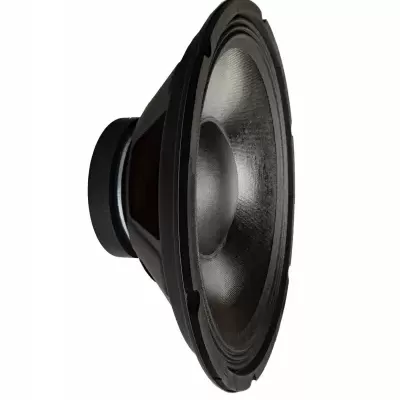 Alto-falante woofer preto com cone e bordas emborrachadas