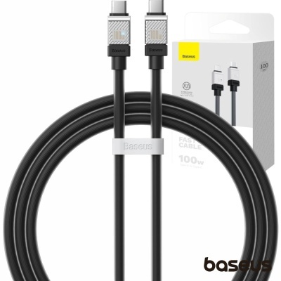 Cabo USB tipo C preto Baseus embalagem branca amarelo
