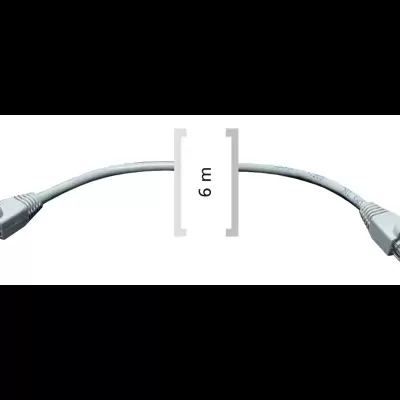 Cabo Ethernet cinzento de 6 metros com conectores RJ45 transparentes