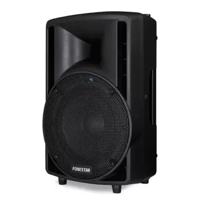 Coluna de som preta FONESTAR com grelha metálica e luz azul