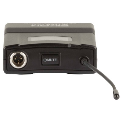 Dispositivo compacto negro com botão MUTE e conector XLR.